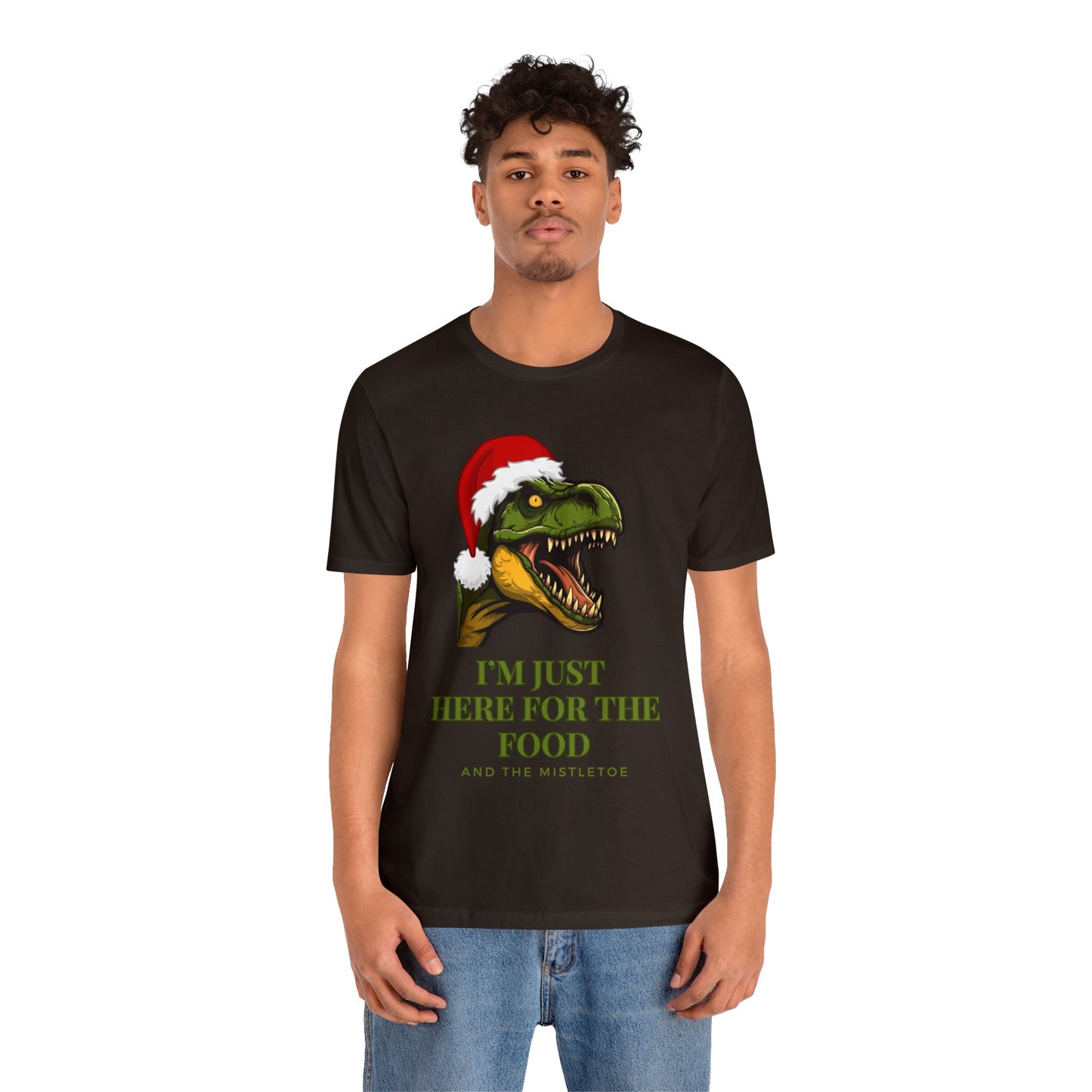 I'm Just Here For The Food And The Mistletoe Unisex Jersey Short Sleeve Tee