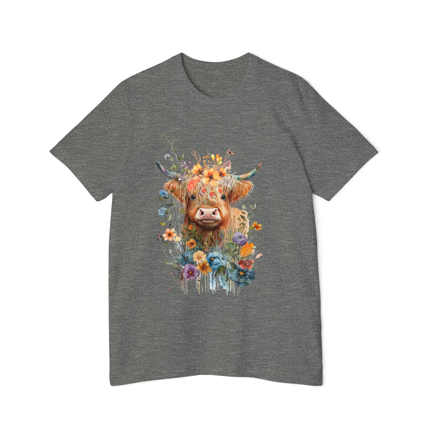 Fall Flower Cow Unisex Short-Sleeve Jersey T-Shirt