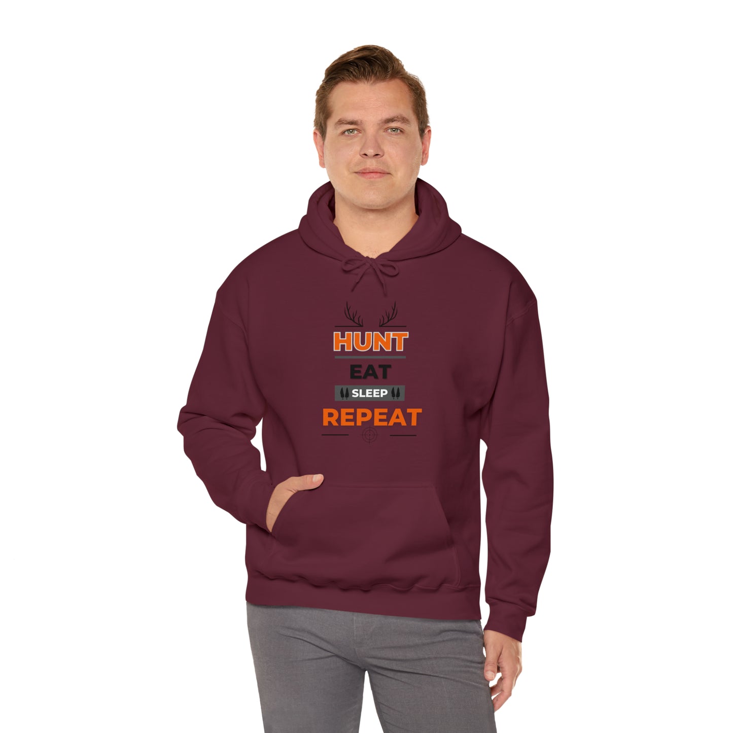 Hunt Eat Sleep Repeat Orange Unisex Heavy Blend™ Hooded Sweatshirt