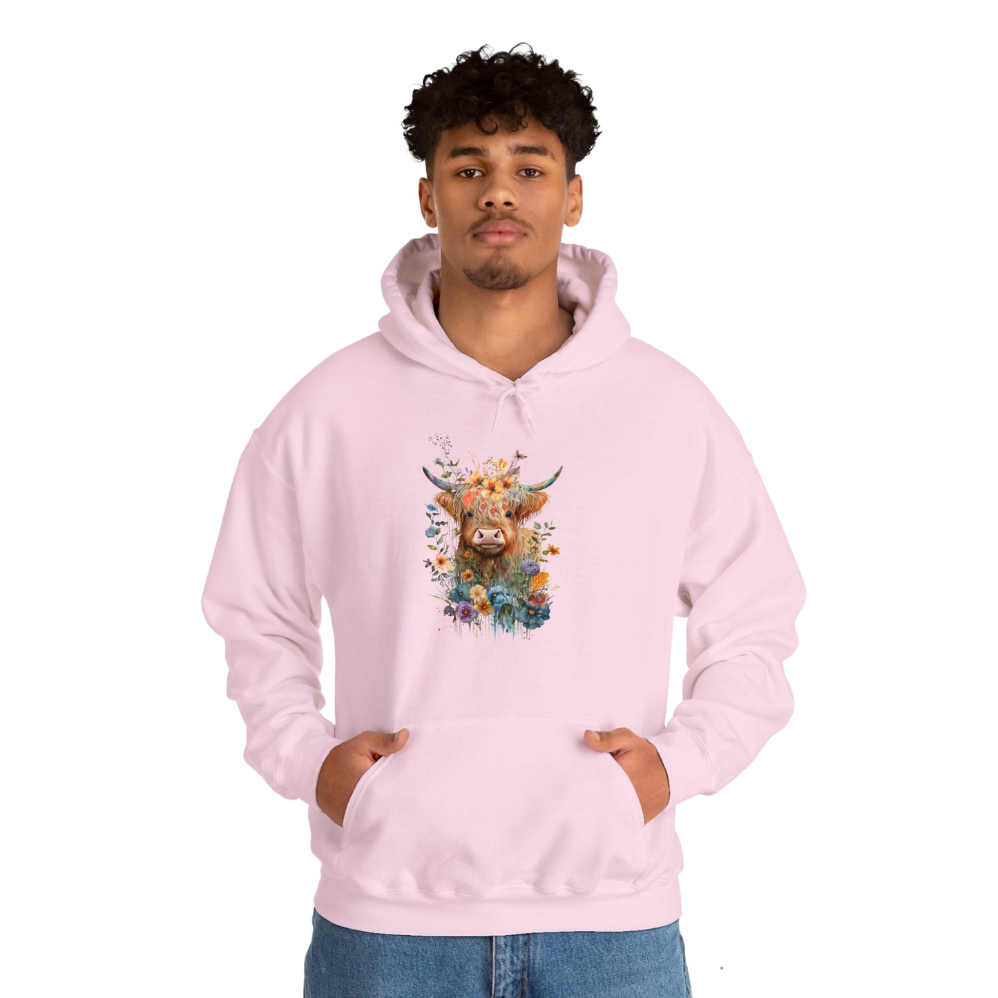 Fall Flower Cow Unisex Heavy Blend™ Hooded Sweatshirt