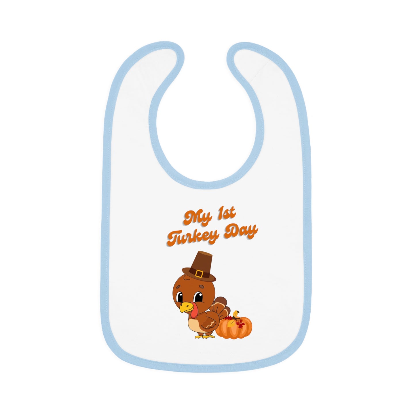 My 1st Turkey Day Baby Contrast Trim Jersey Bib