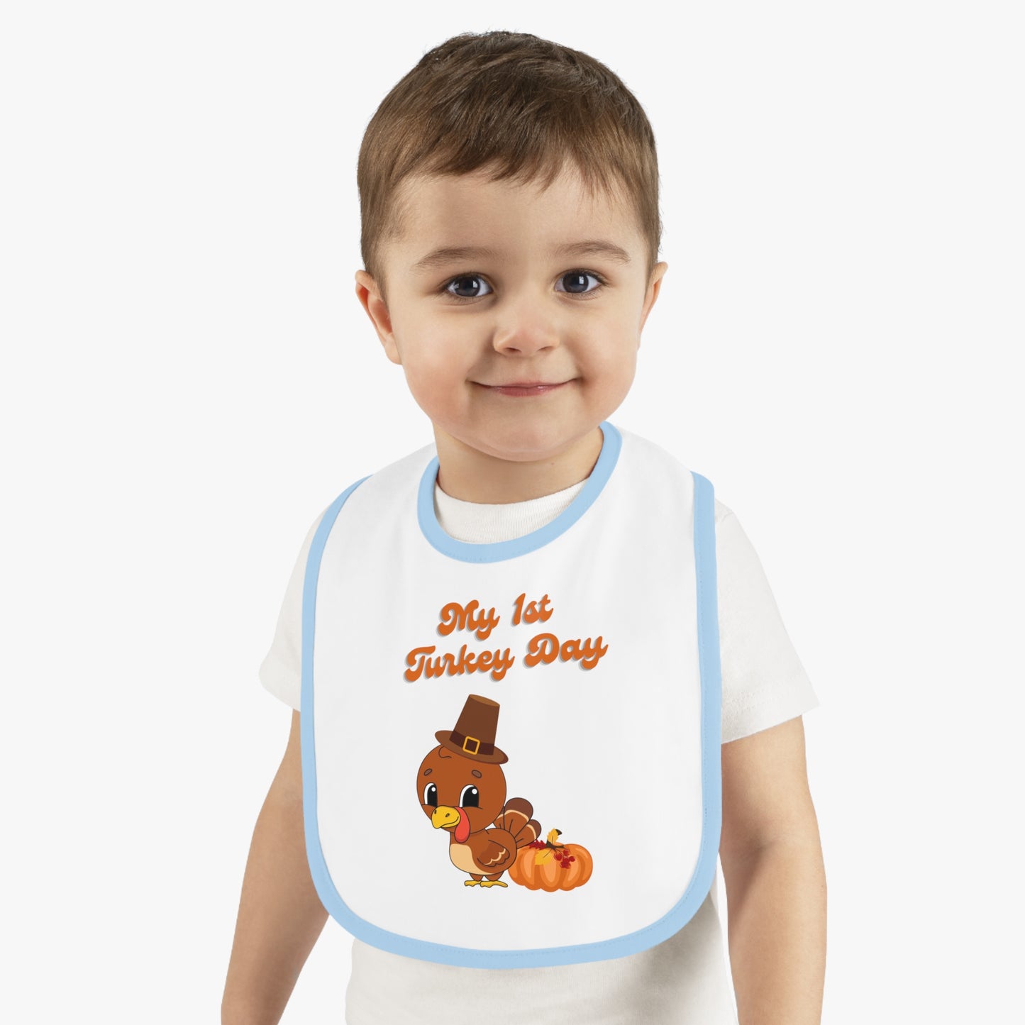 My 1st Turkey Day Baby Contrast Trim Jersey Bib