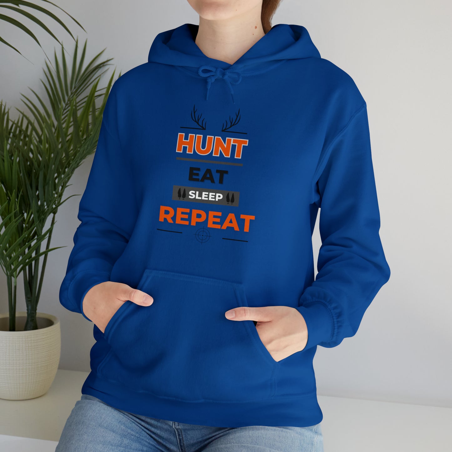 Hunt Eat Sleep Repeat Orange Unisex Heavy Blend™ Hooded Sweatshirt