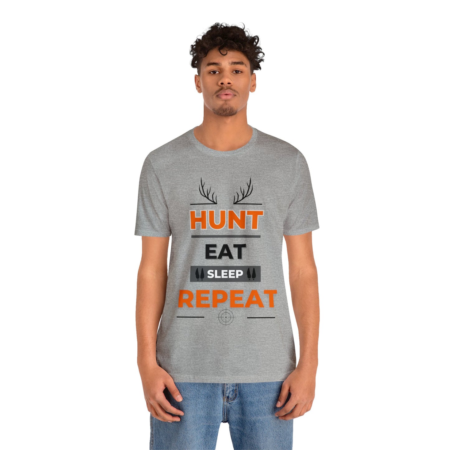 Hunt Eat Sleep Repeat Orange Unisex Jersey Short Sleeve Tee