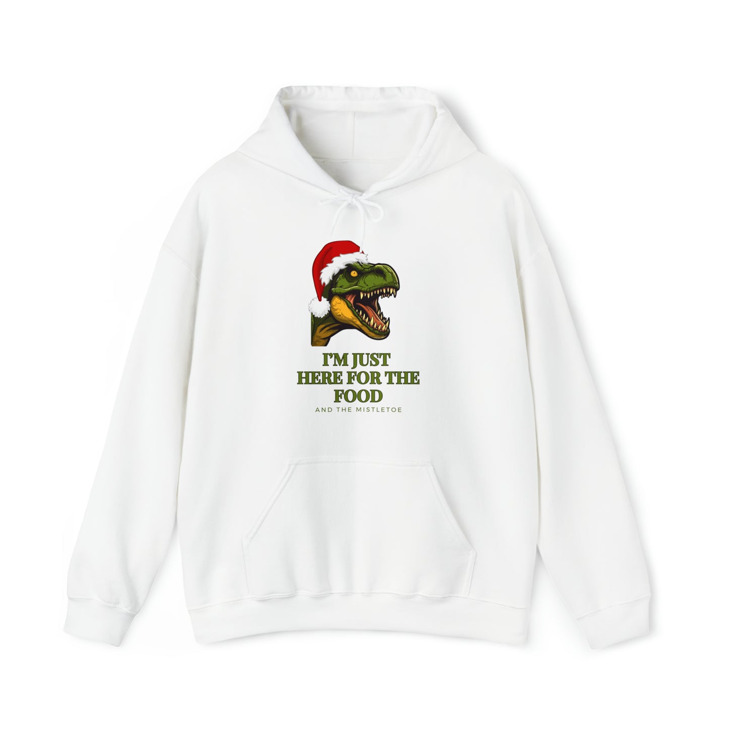 I'm Just Here For The Food And Mistletoe Unisex Heavy Blend™ Hooded Sweatshirt