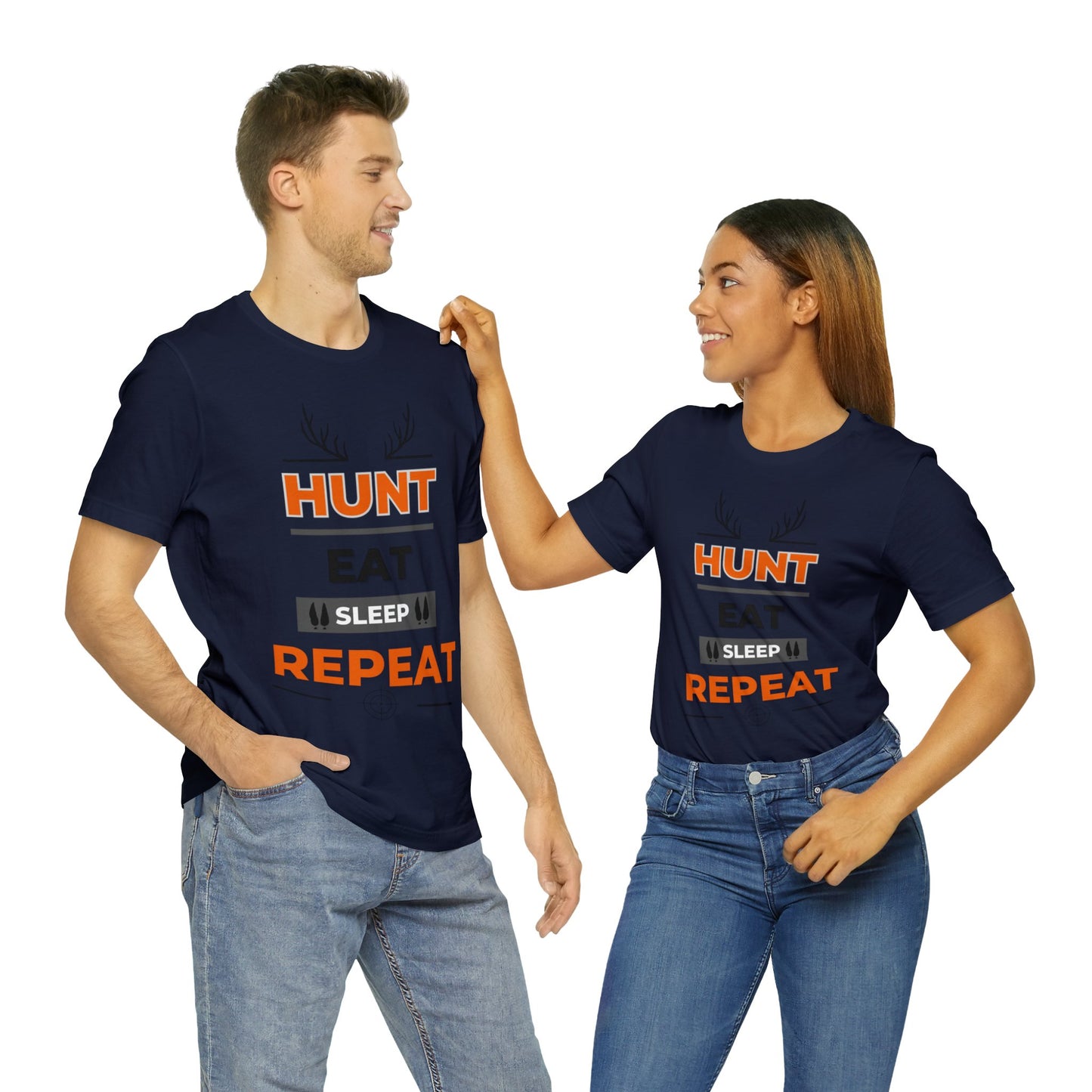 Hunt Eat Sleep Repeat Orange Unisex Jersey Short Sleeve Tee