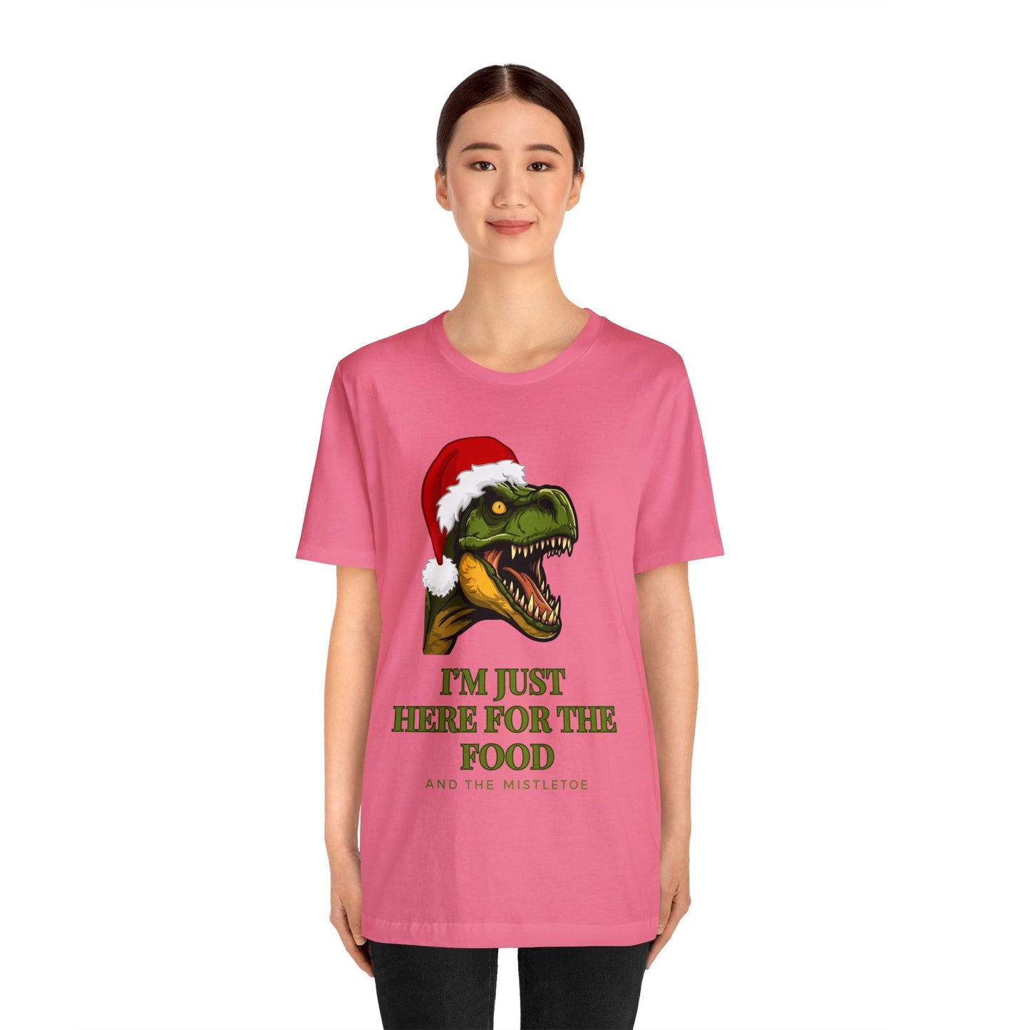 I'm Just Here For The Food And The Mistletoe Unisex Jersey Short Sleeve Tee