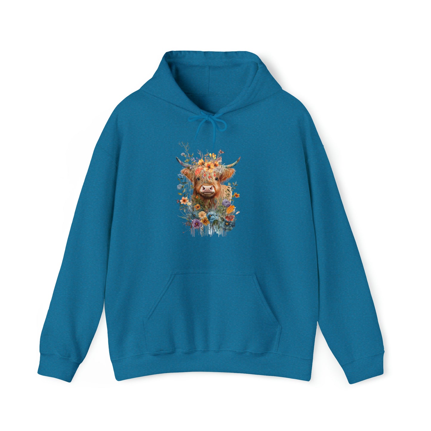 Fall Flower Cow Unisex Heavy Blend™ Hooded Sweatshirt