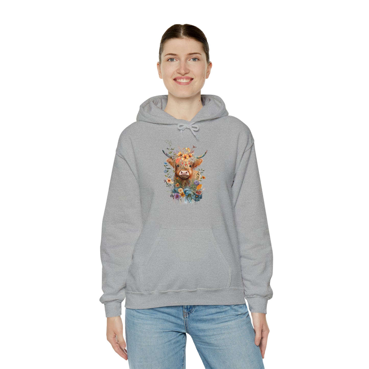 Fall Flower Cow Unisex Heavy Blend™ Hooded Sweatshirt