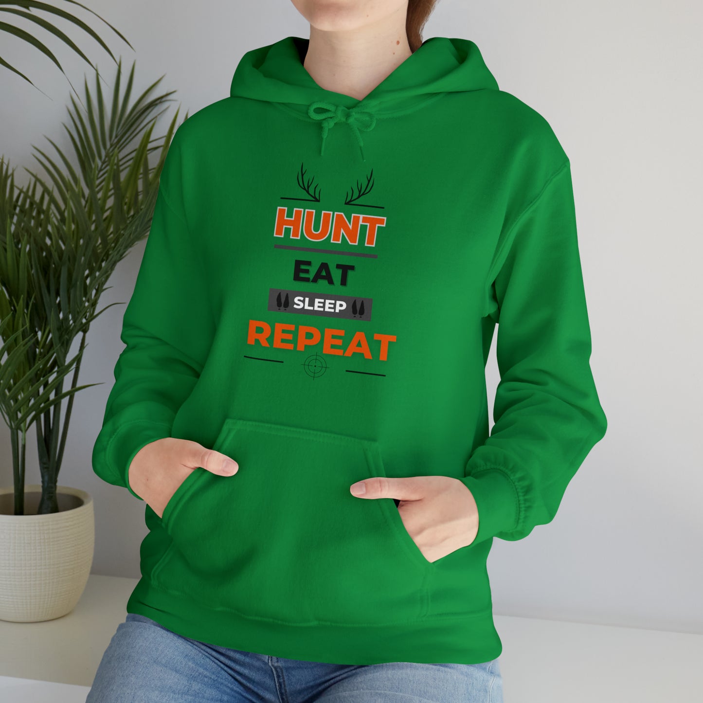 Hunt Eat Sleep Repeat Orange Unisex Heavy Blend™ Hooded Sweatshirt