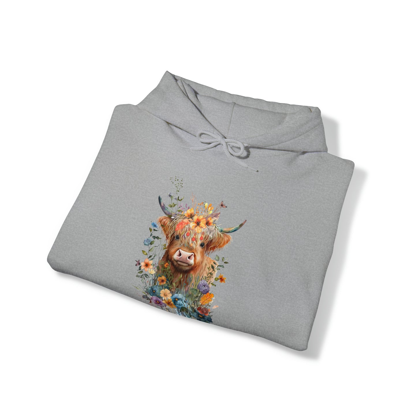 Fall Flower Cow Unisex Heavy Blend™ Hooded Sweatshirt