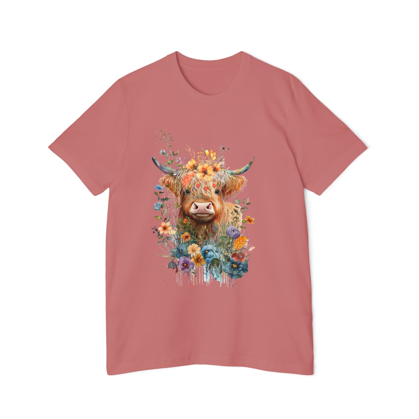 Fall Flower Cow Unisex Short-Sleeve Jersey T-Shirt