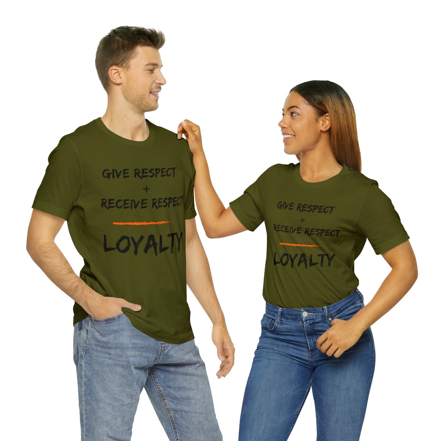 Give Respect + Receive Respect = Loyalty (B-Writing) Unisex Jersey Short Sleeve Tee