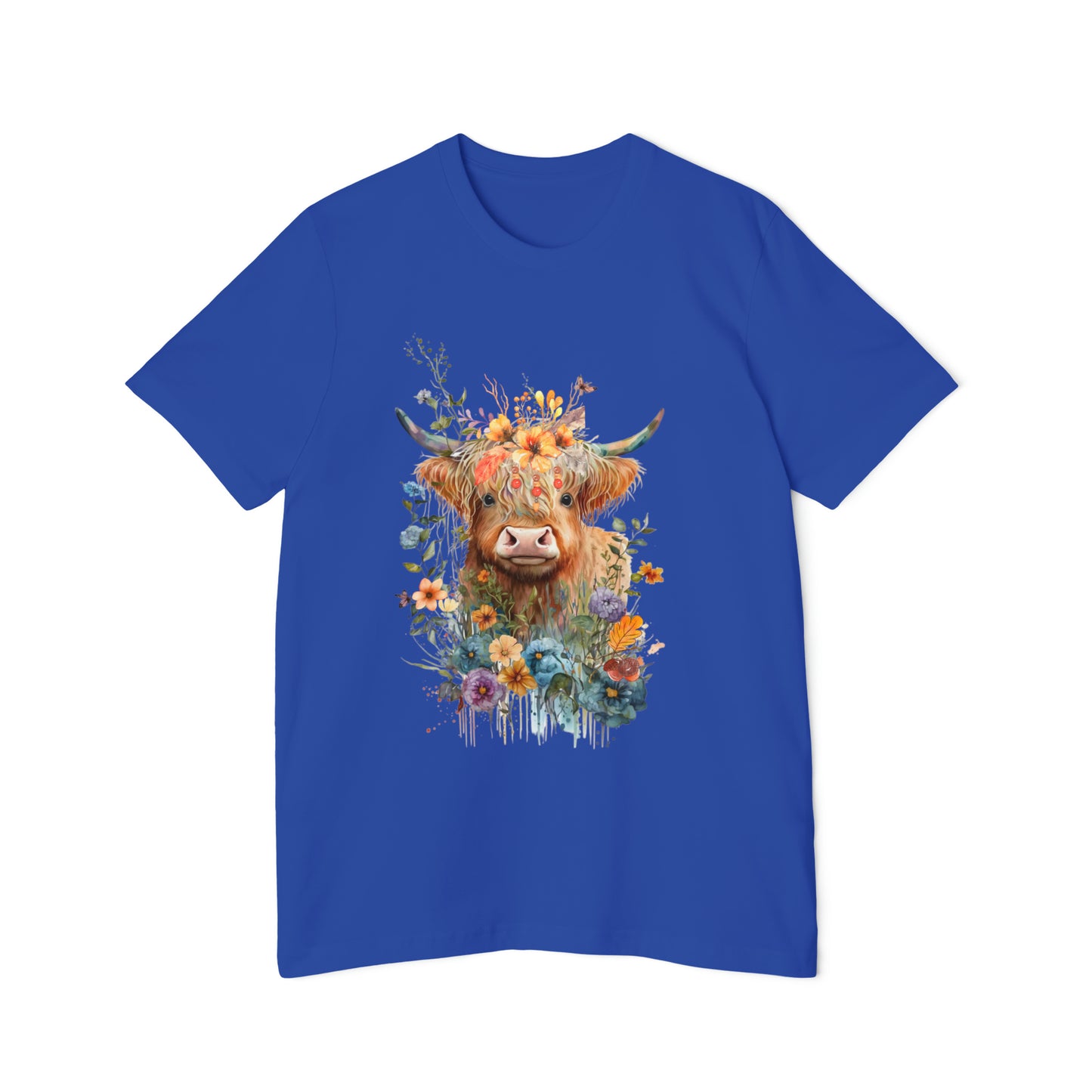 Fall Flower Cow Unisex Short-Sleeve Jersey T-Shirt