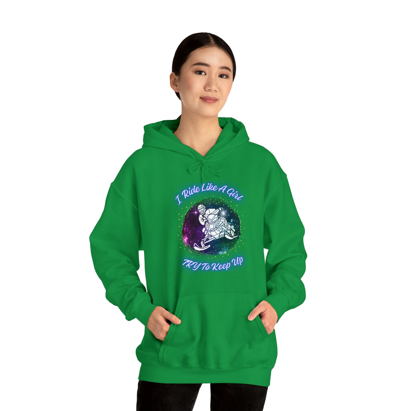 I Ride Like A Girl Try To Keep Up Unisex Heavy Blend™ Hooded Sweatshirt