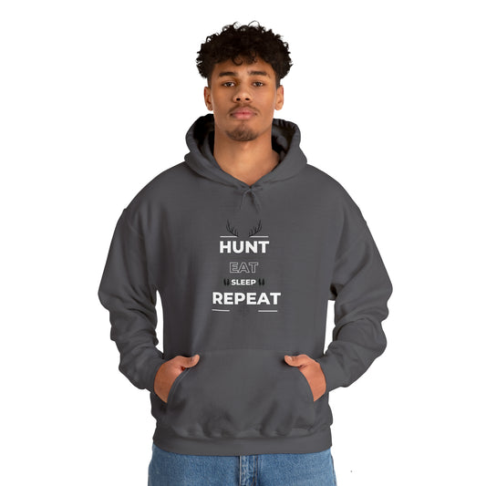 Hunt Eat Sleep Repeat Bla/Wht Unisex Heavy Blend™ Hooded Sweatshirt