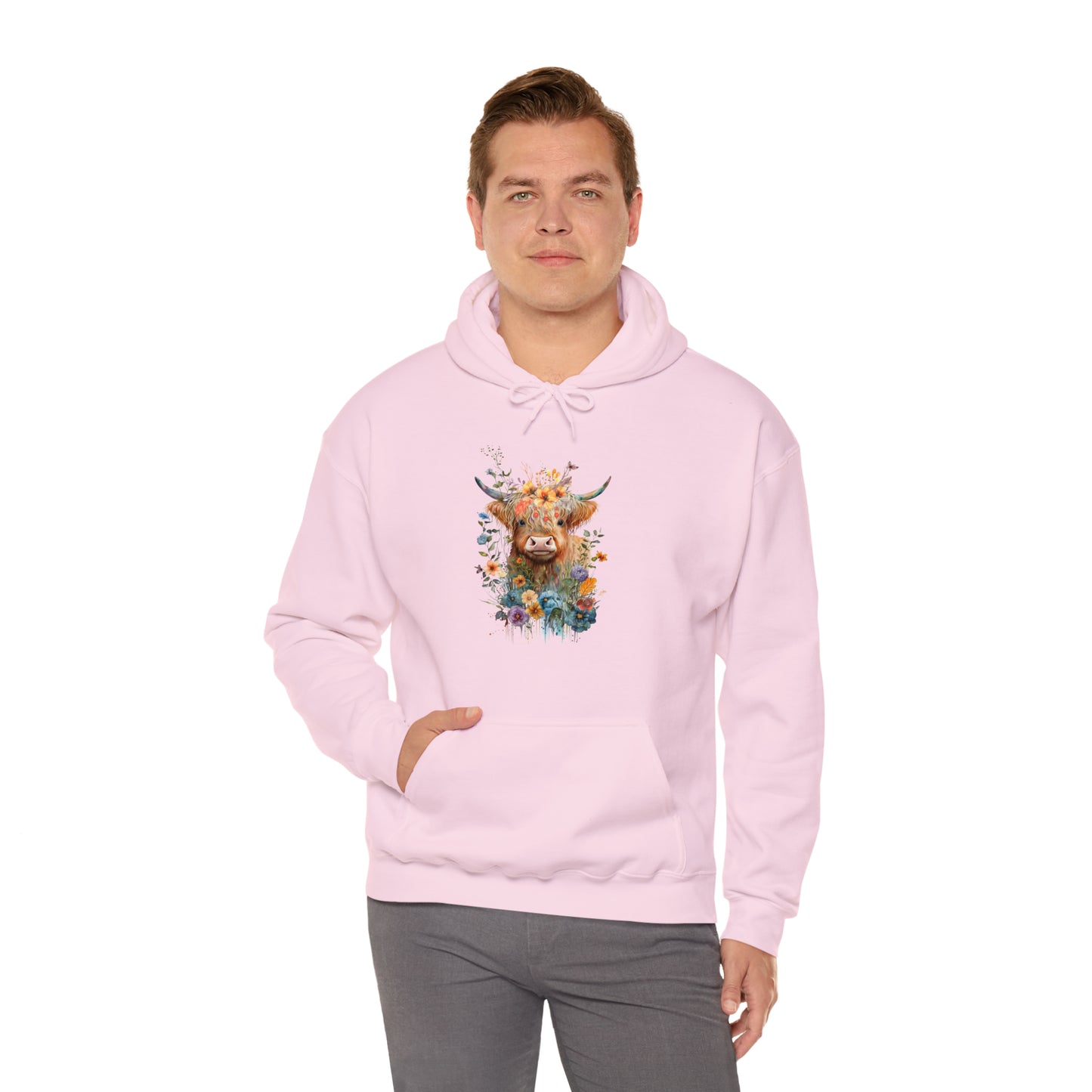 Fall Flower Cow Unisex Heavy Blend™ Hooded Sweatshirt