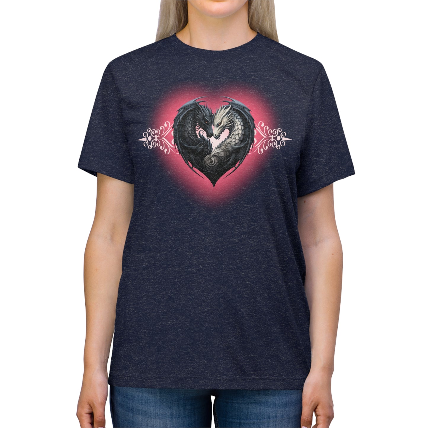 Dragon Love White Heart Unisex Triblend Tee