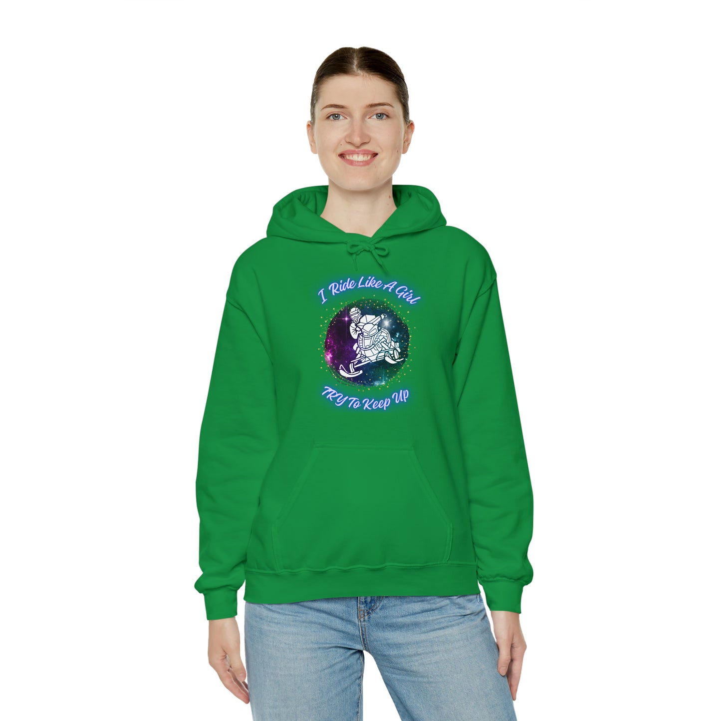 I Ride Like A Girl Try To Keep Up Unisex Heavy Blend™ Hooded Sweatshirt