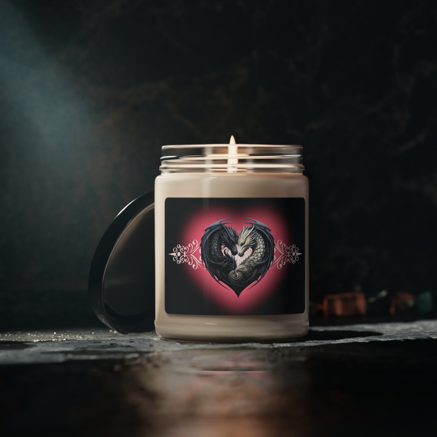 Dragon Love White Heart Scented Soy Candle, 9oz