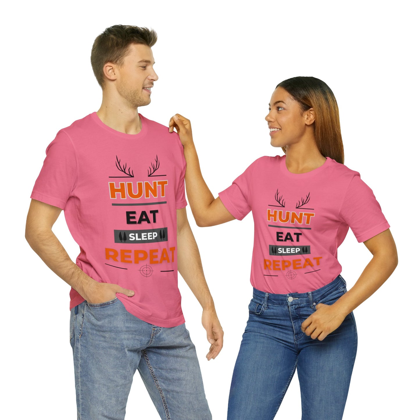 Hunt Eat Sleep Repeat Orange Unisex Jersey Short Sleeve Tee