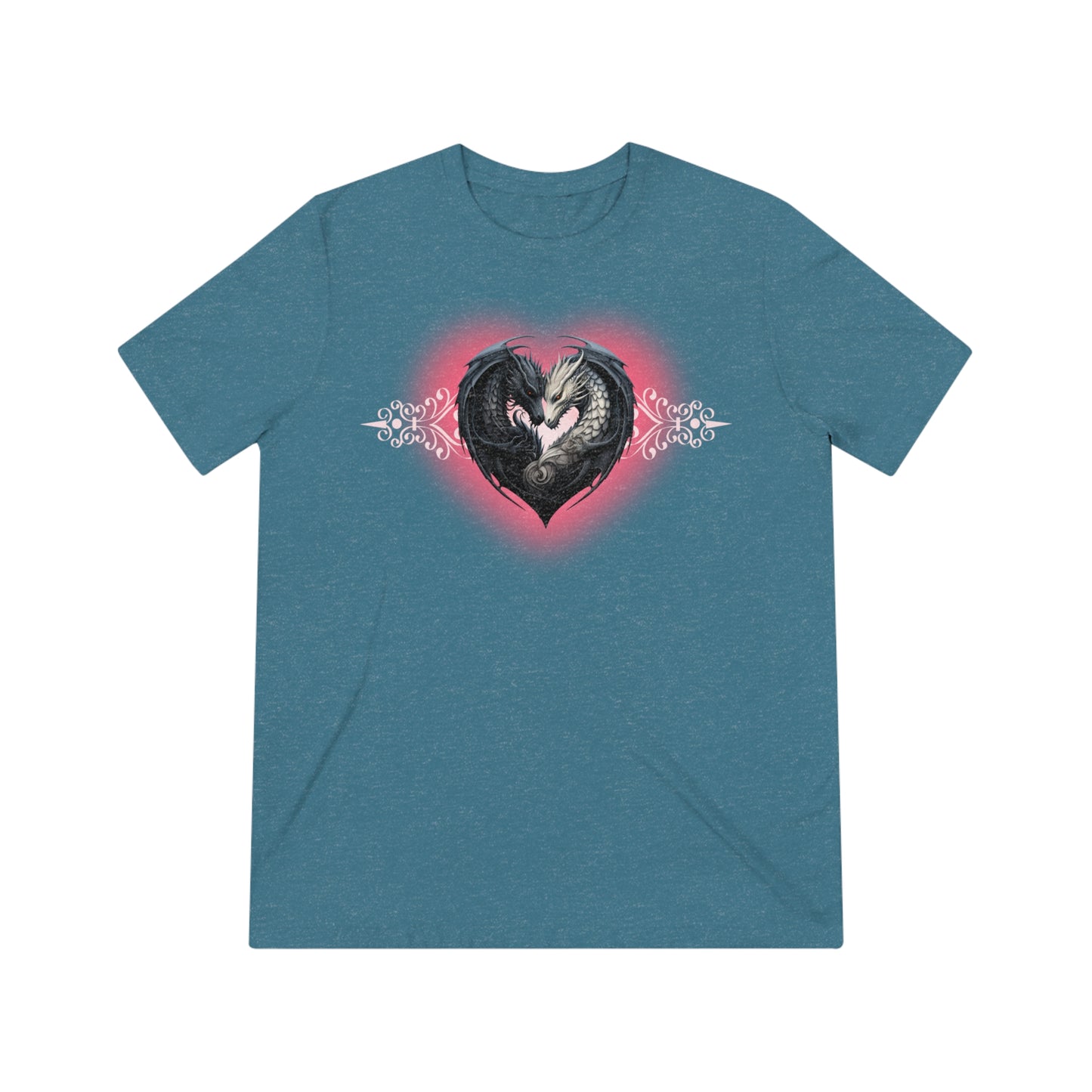 Dragon Love White Heart Unisex Triblend Tee