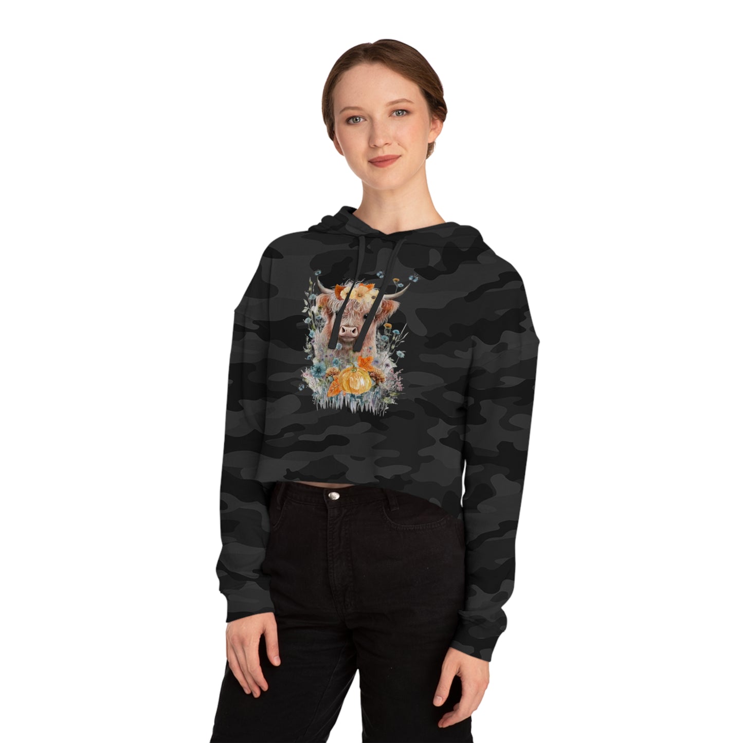 Fall Cow Women’s Cropped Hooded Sweatshirt