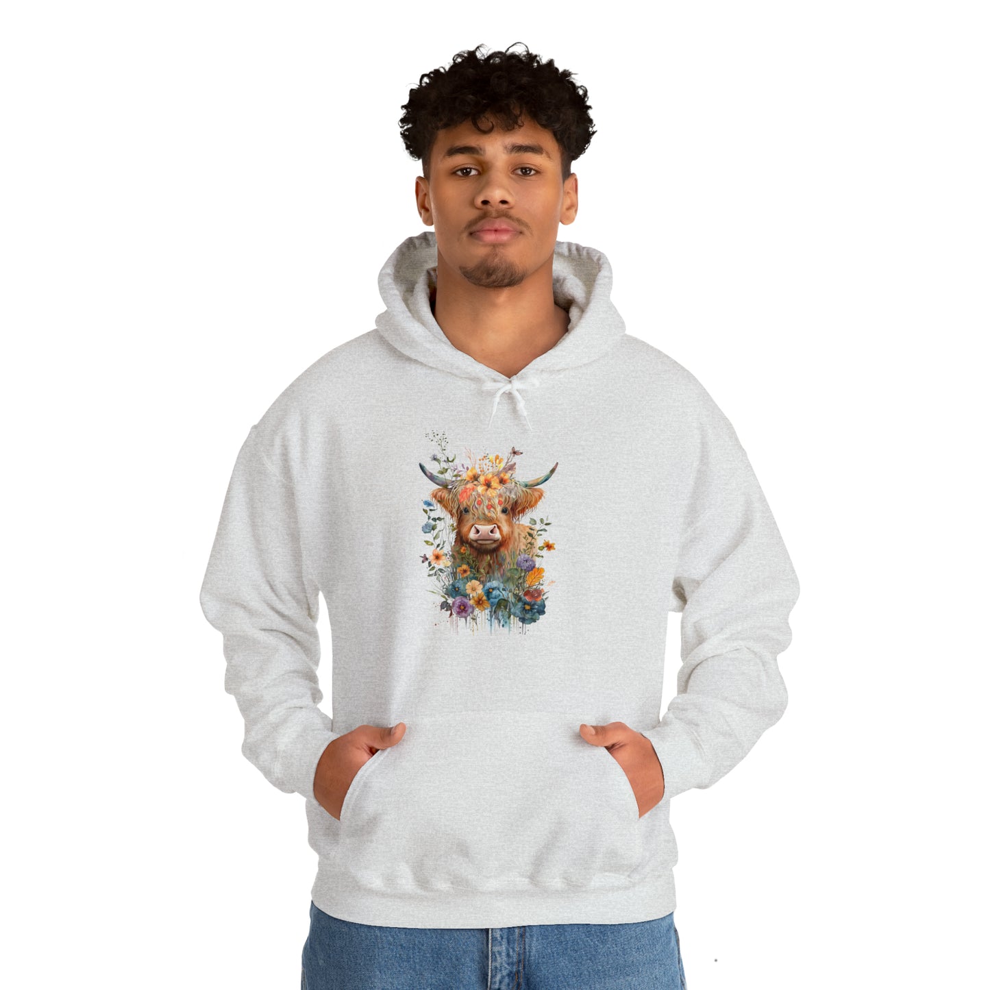 Fall Flower Cow Unisex Heavy Blend™ Hooded Sweatshirt