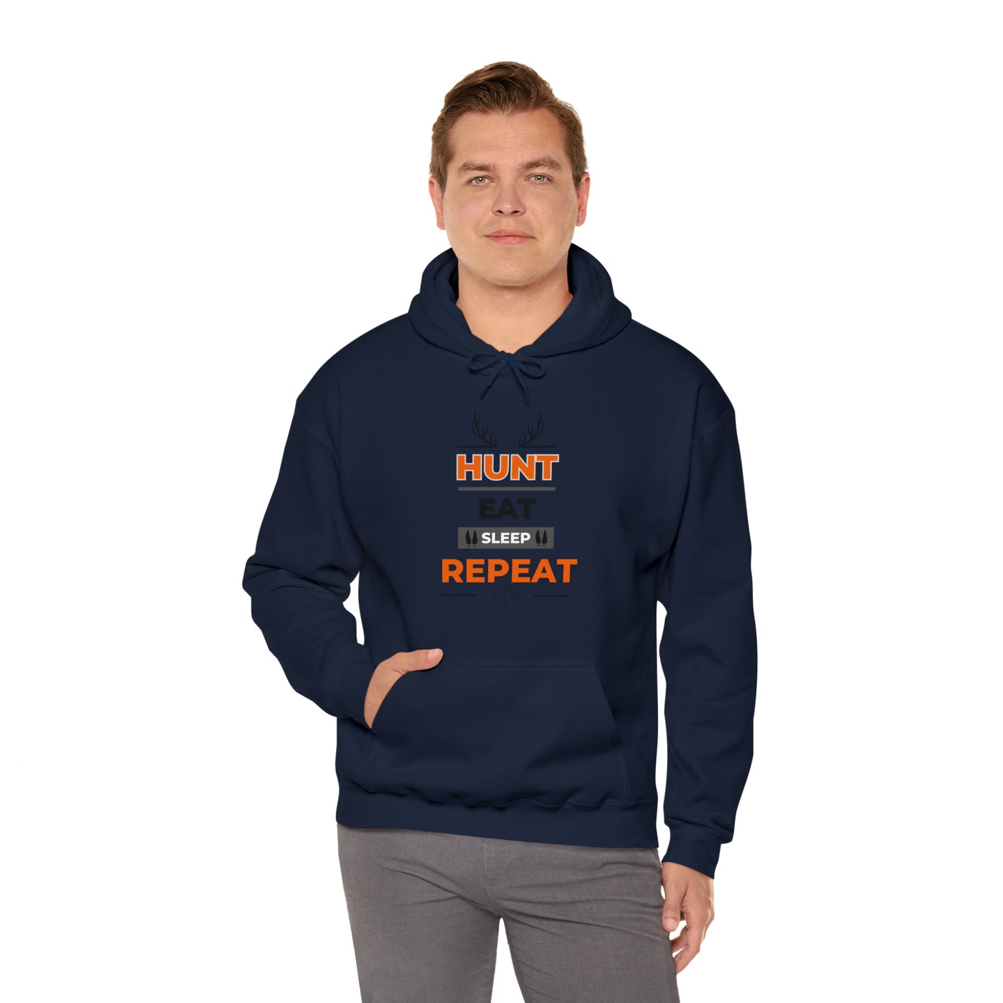 Hunt Eat Sleep Repeat Orange Unisex Heavy Blend™ Hooded Sweatshirt