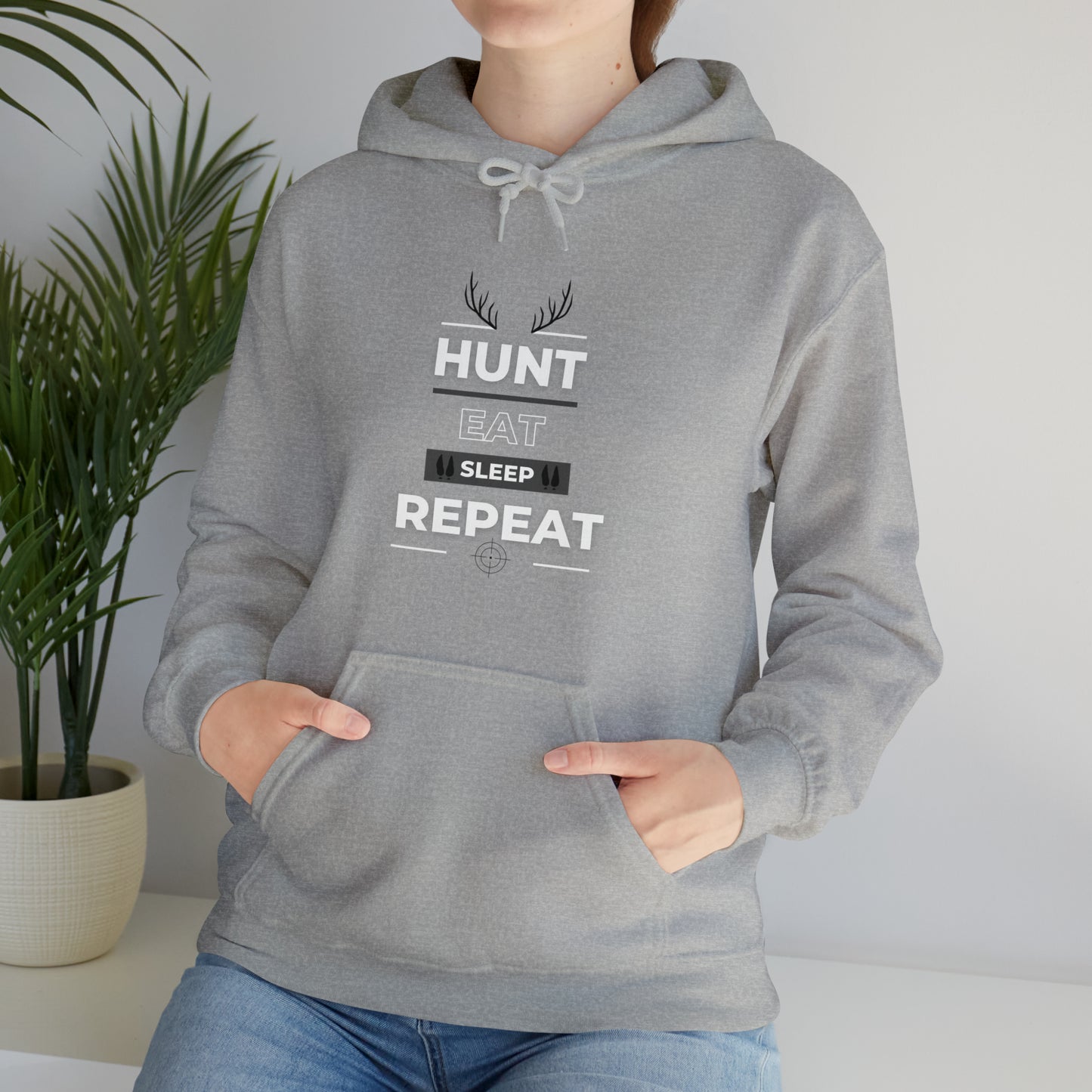 Hunt Eat Sleep Repeat Bla/Wht Unisex Heavy Blend™ Hooded Sweatshirt