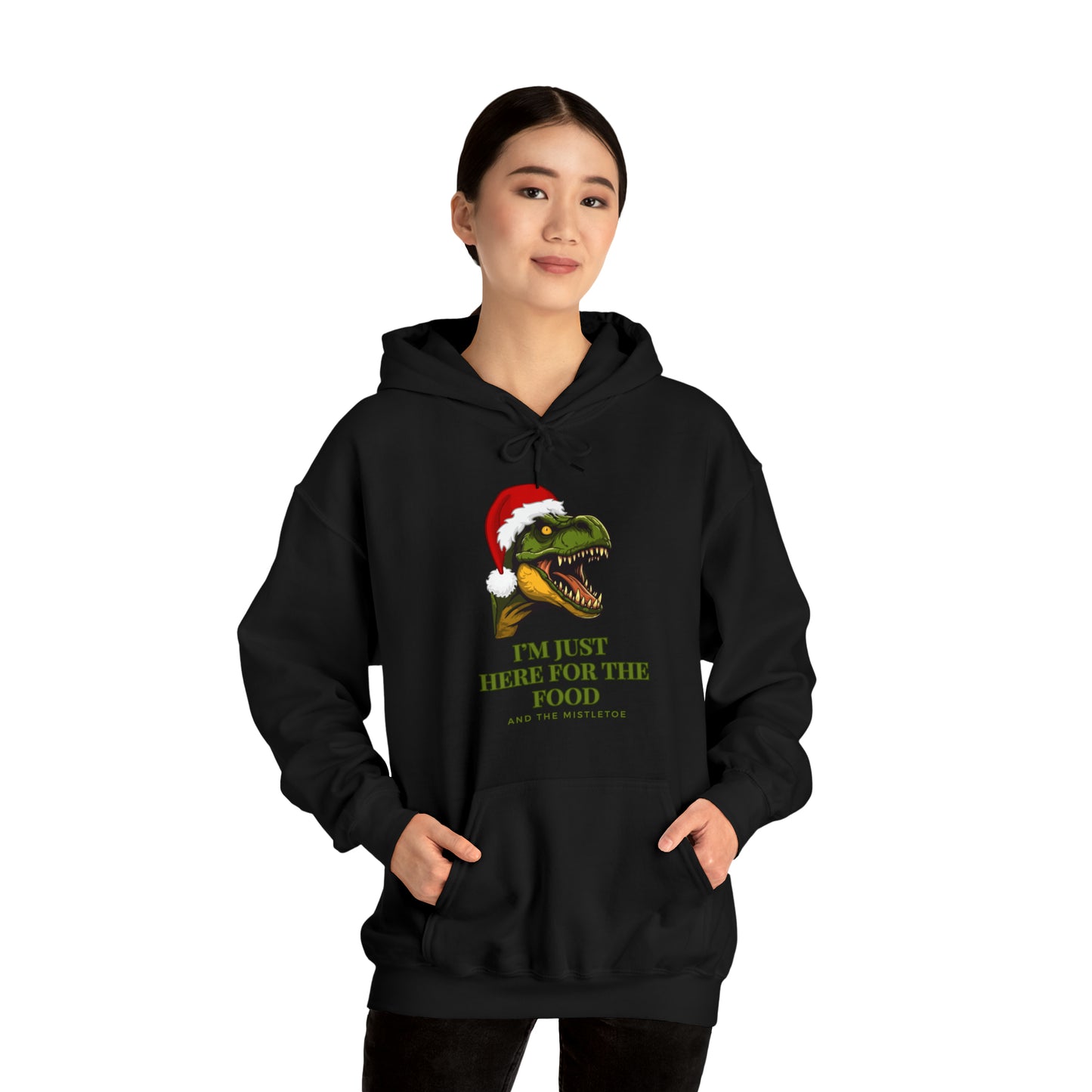 I'm Just Here For The Food And Mistletoe Unisex Heavy Blend™ Hooded Sweatshirt