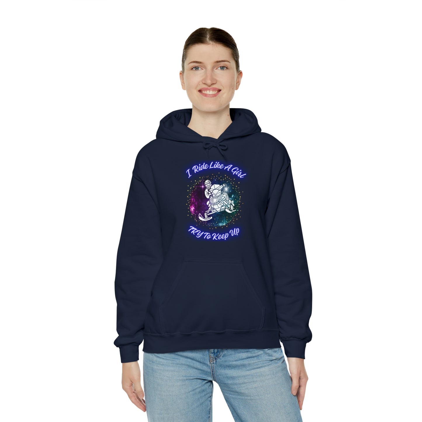 I Ride Like A Girl Try To Keep Up Unisex Heavy Blend™ Hooded Sweatshirt