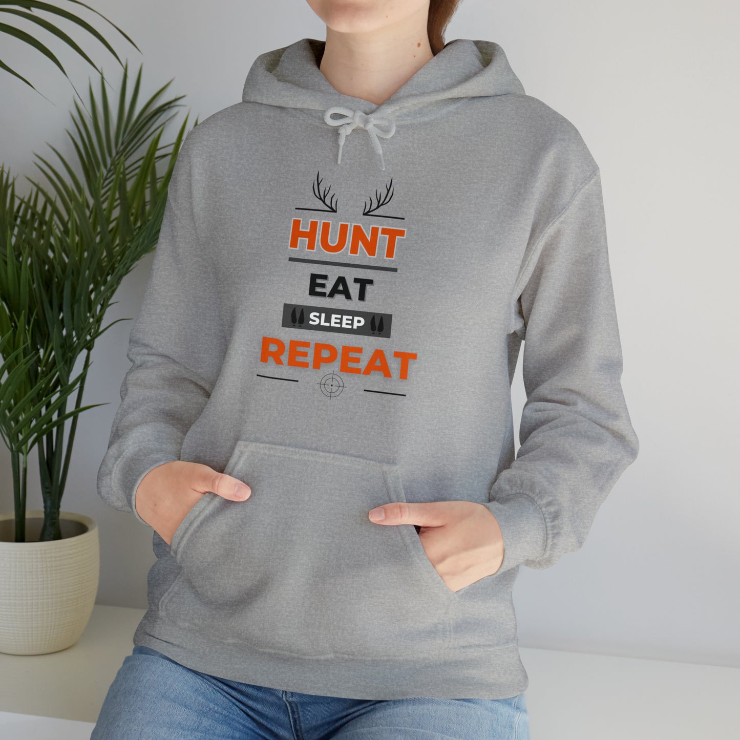 Hunt Eat Sleep Repeat Orange Unisex Heavy Blend™ Hooded Sweatshirt