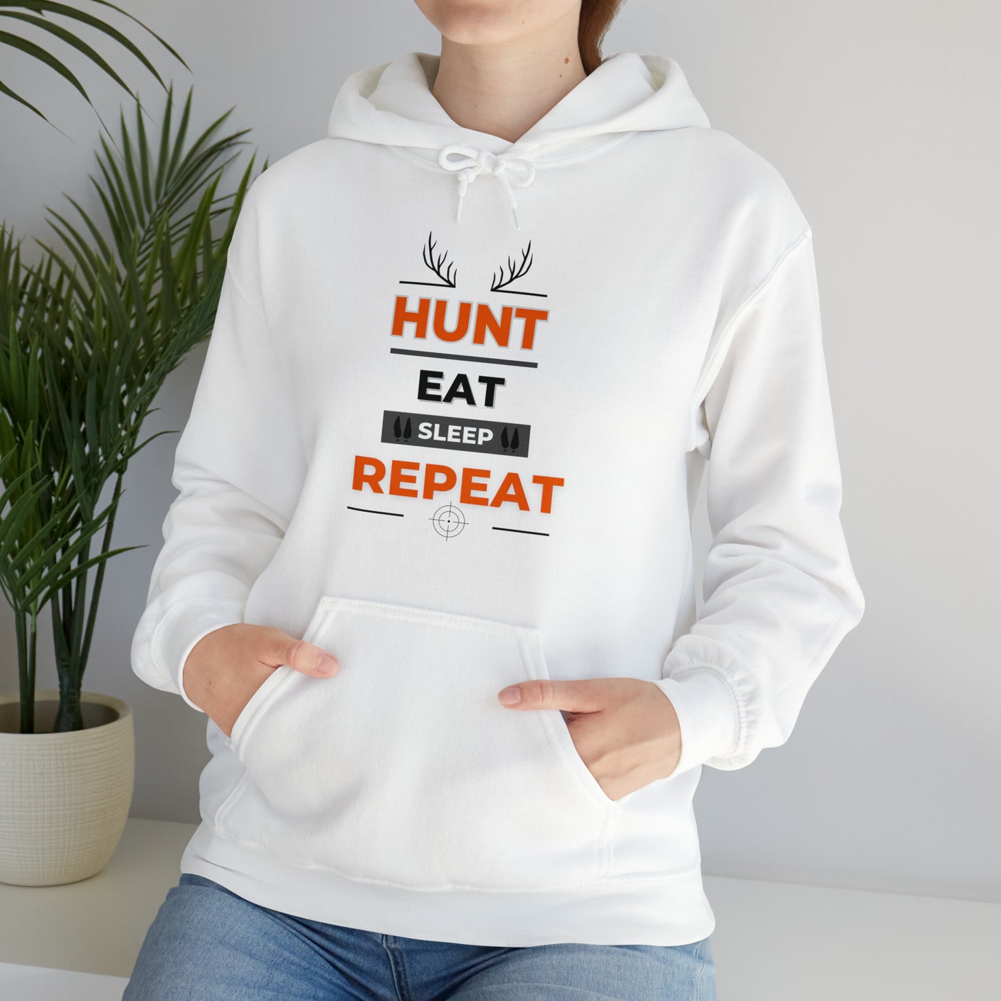 Hunt Eat Sleep Repeat Orange Unisex Heavy Blend™ Hooded Sweatshirt