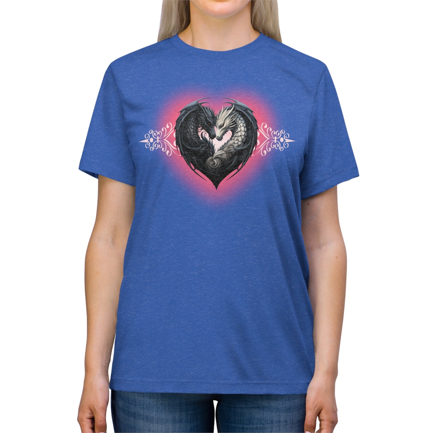 Dragon Love White Heart Unisex Triblend Tee