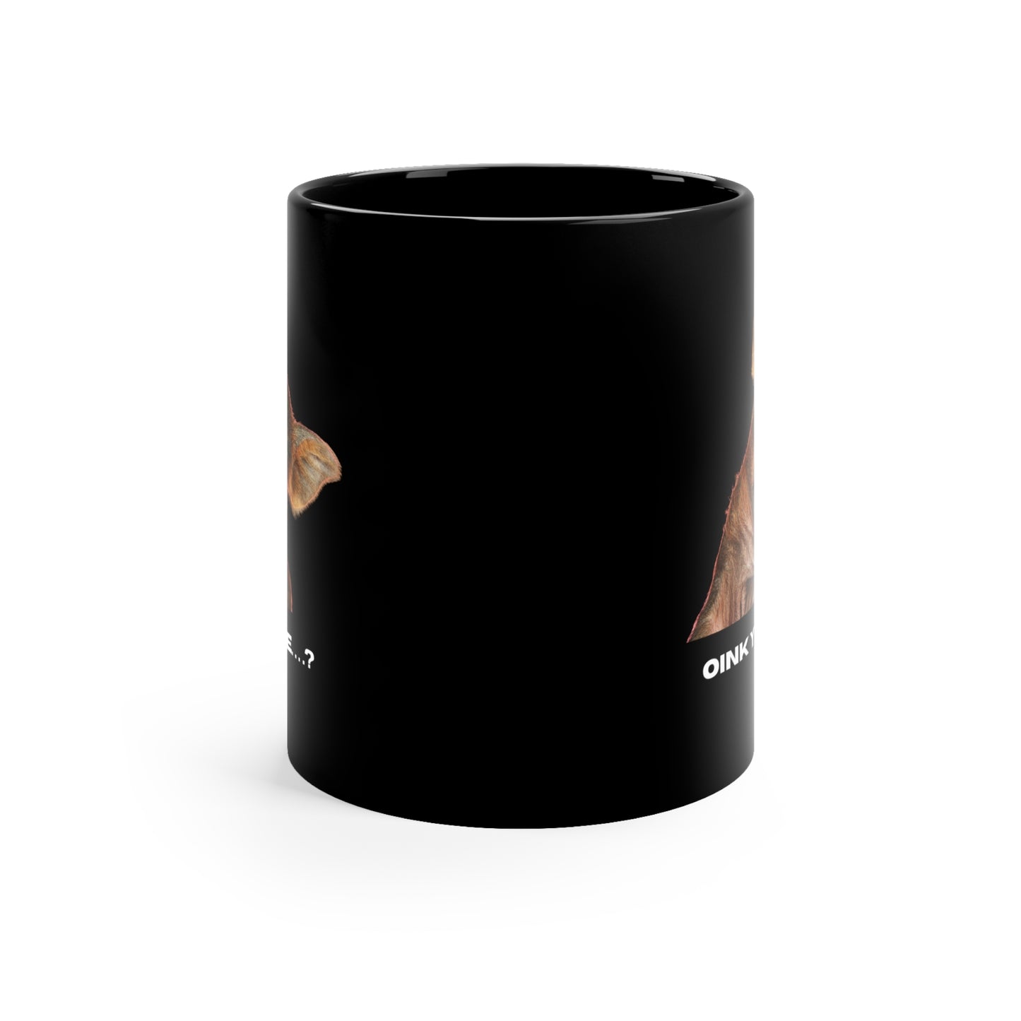 Oink you cute Black Coffee Mug, 11oz