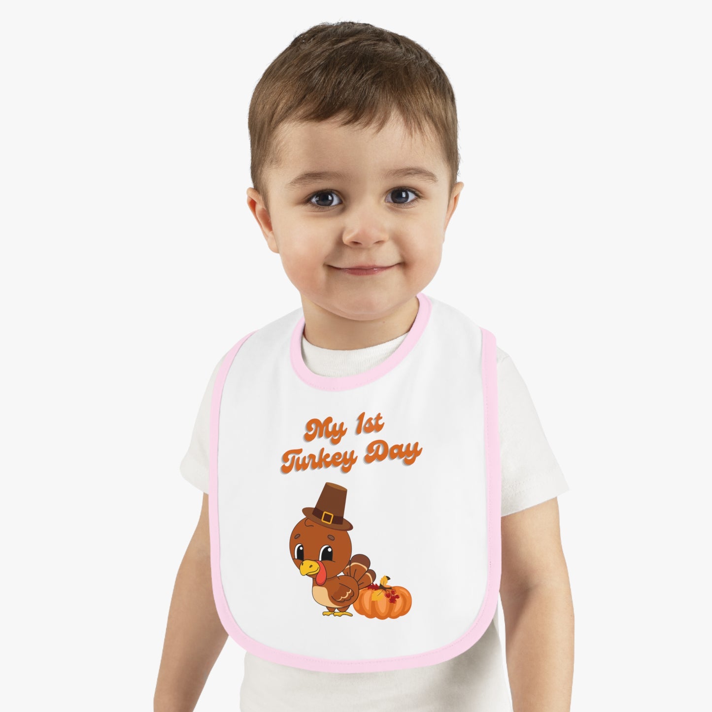 My 1st Turkey Day Baby Contrast Trim Jersey Bib