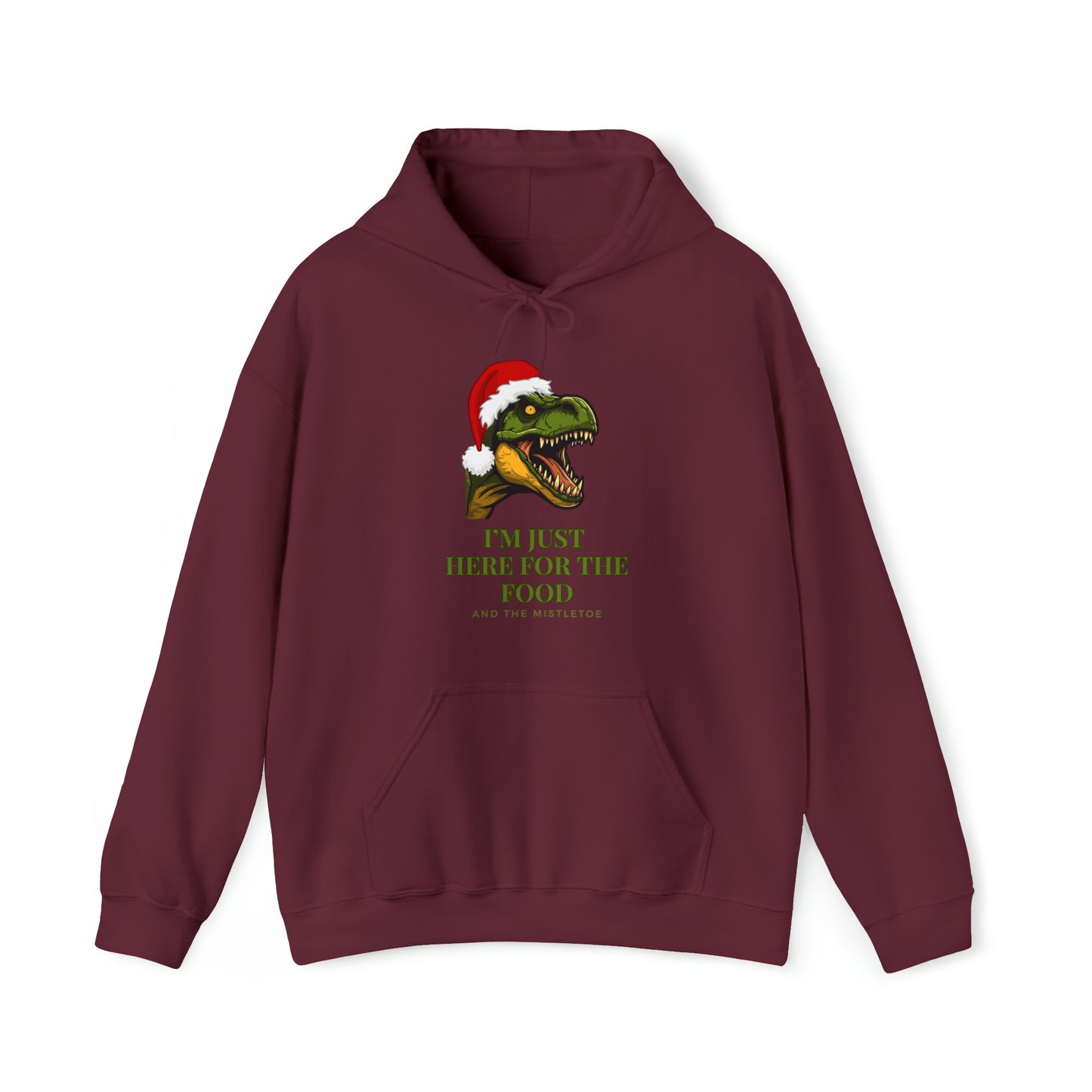 I'm Just Here For The Food And Mistletoe Unisex Heavy Blend™ Hooded Sweatshirt