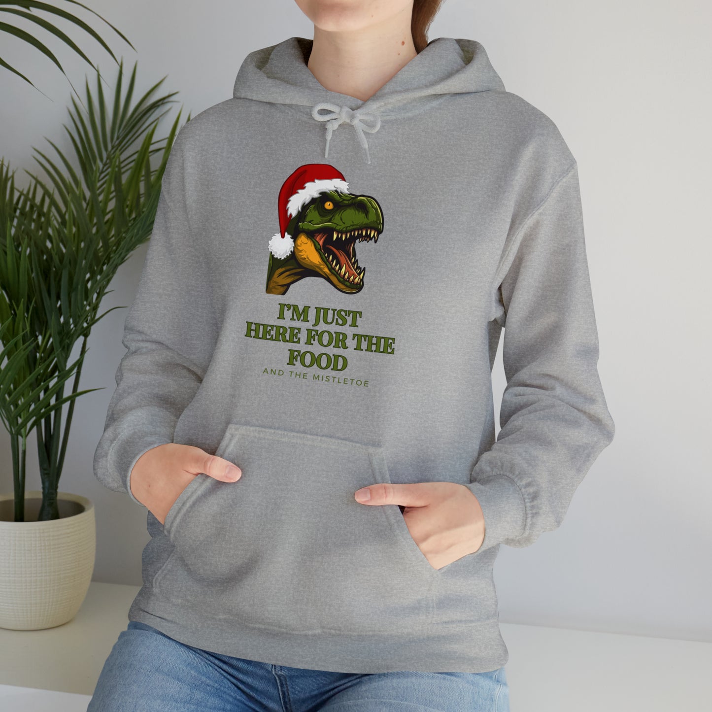 I'm Just Here For The Food And Mistletoe Unisex Heavy Blend™ Hooded Sweatshirt