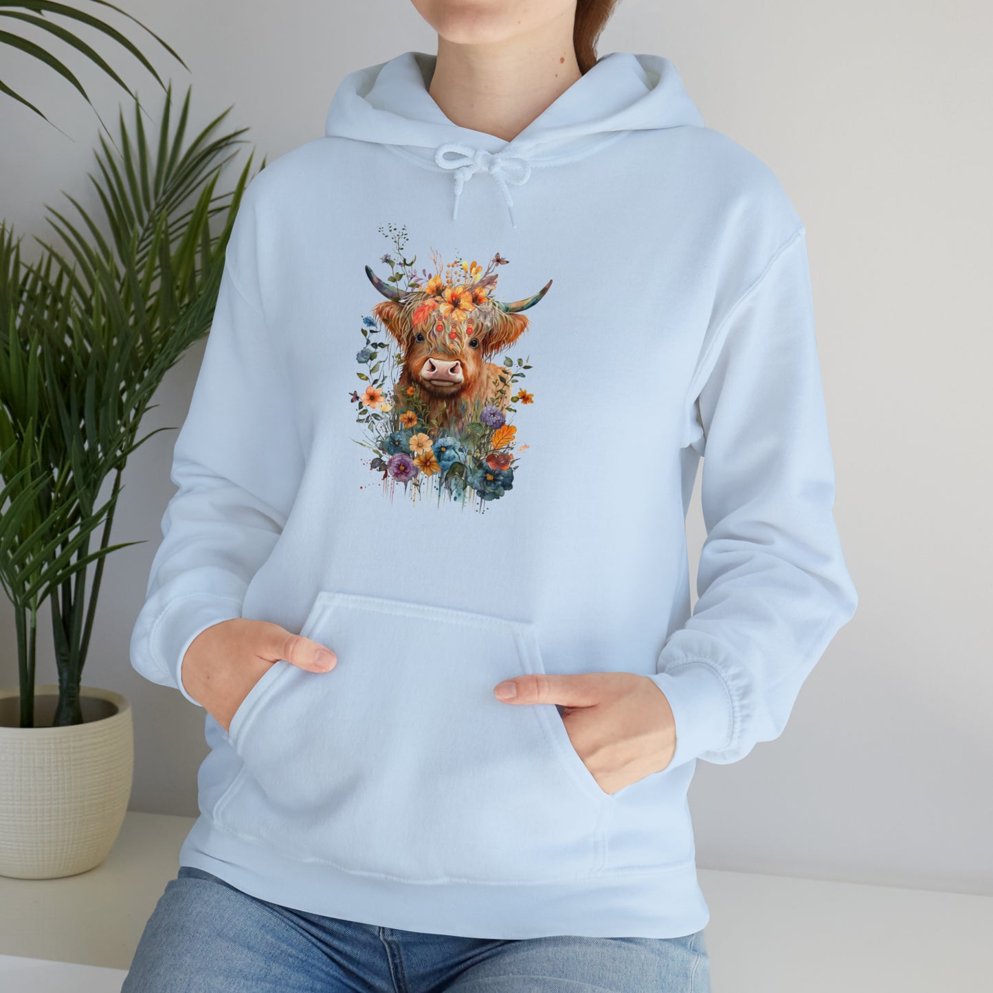 Fall Flower Cow Unisex Heavy Blend™ Hooded Sweatshirt