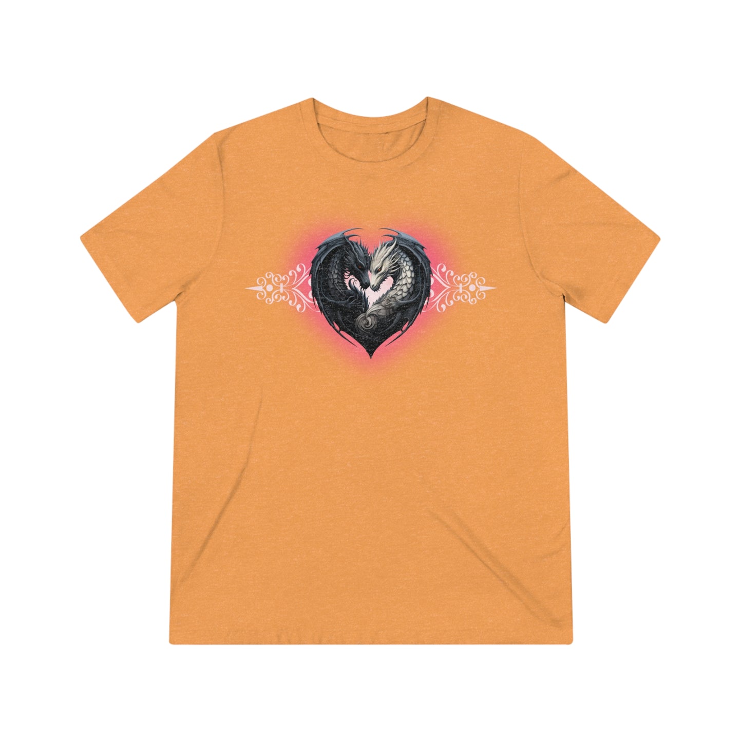 Dragon Love White Heart Unisex Triblend Tee