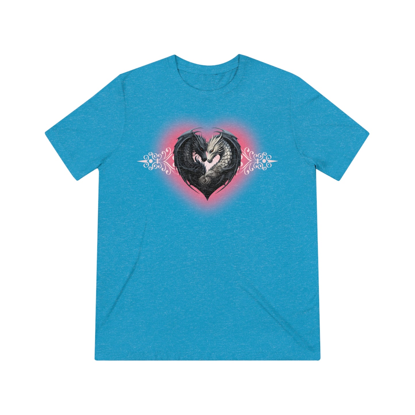 Dragon Love White Heart Unisex Triblend Tee