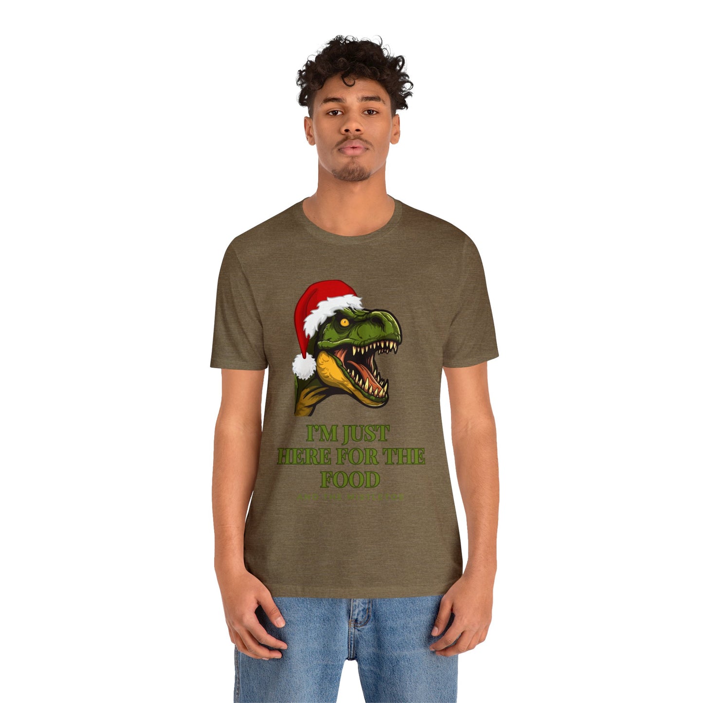 I'm Just Here For The Food And The Mistletoe Unisex Jersey Short Sleeve Tee