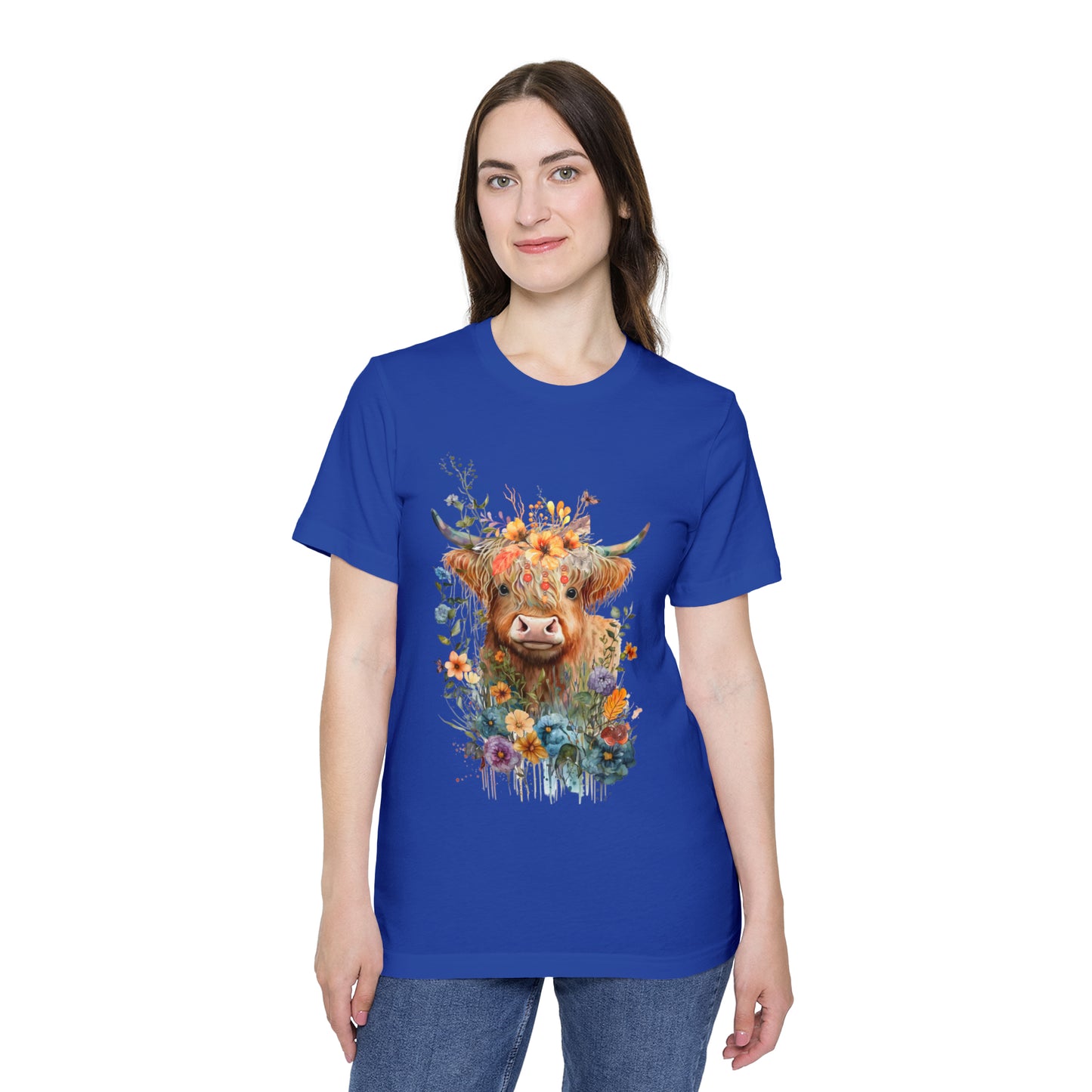 Fall Flower Cow Unisex Short-Sleeve Jersey T-Shirt