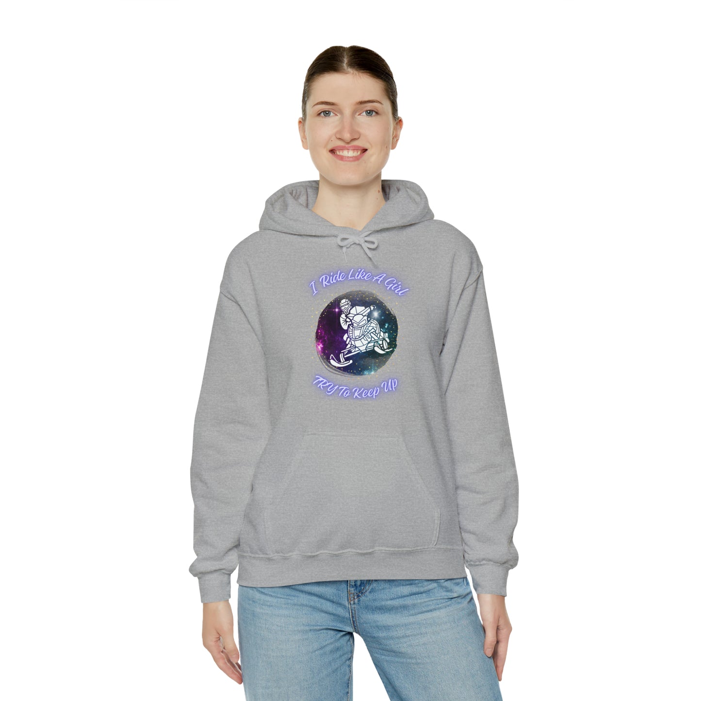 I Ride Like A Girl Try To Keep Up Unisex Heavy Blend™ Hooded Sweatshirt