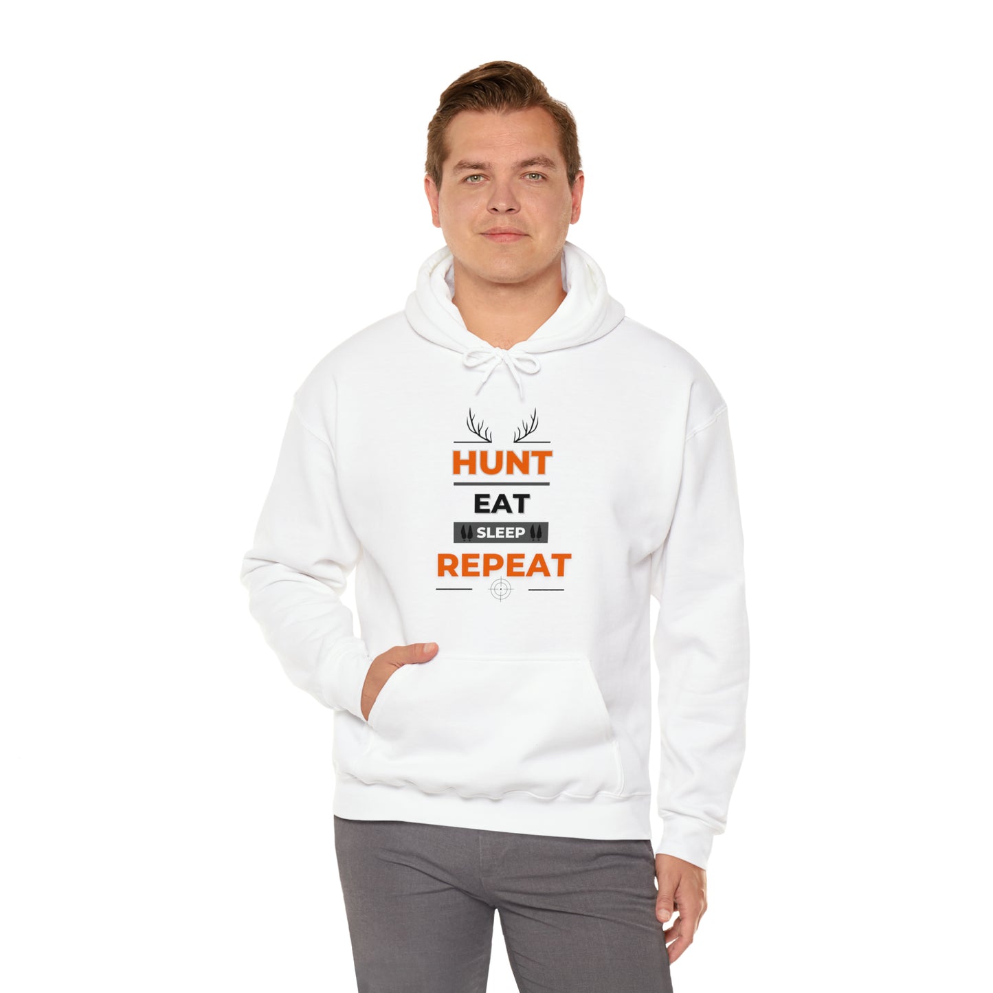 Hunt Eat Sleep Repeat Orange Unisex Heavy Blend™ Hooded Sweatshirt