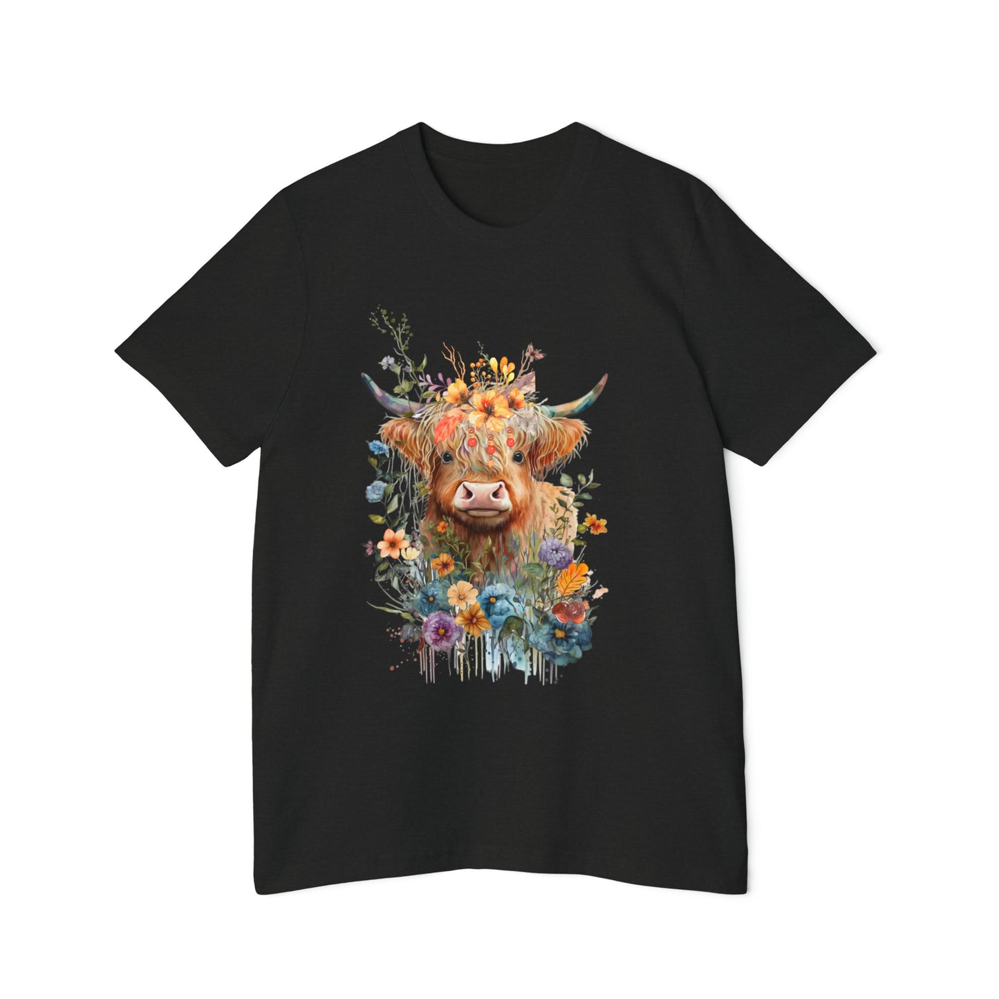 Fall Flower Cow Unisex Short-Sleeve Jersey T-Shirt