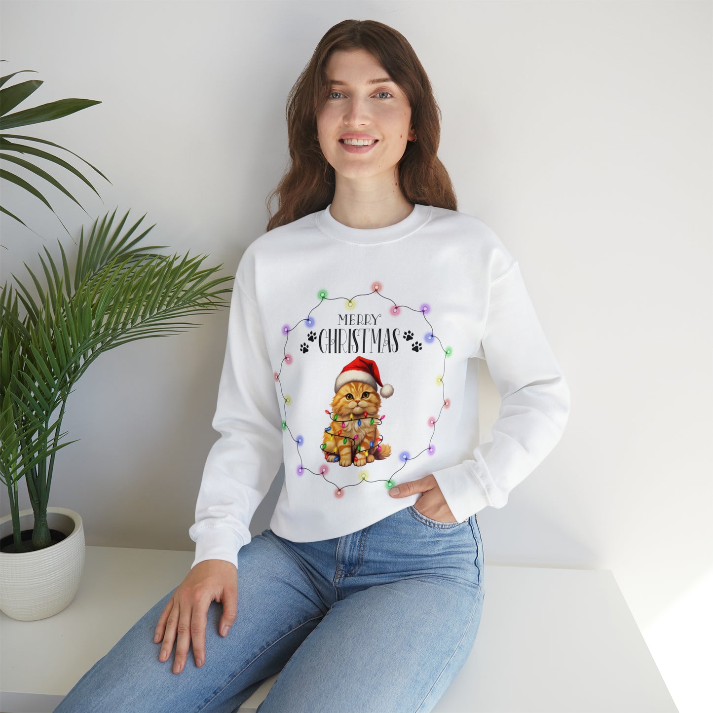 Christmas Cat 4b Unisex Heavy Blend™ Crewneck Sweatshirt