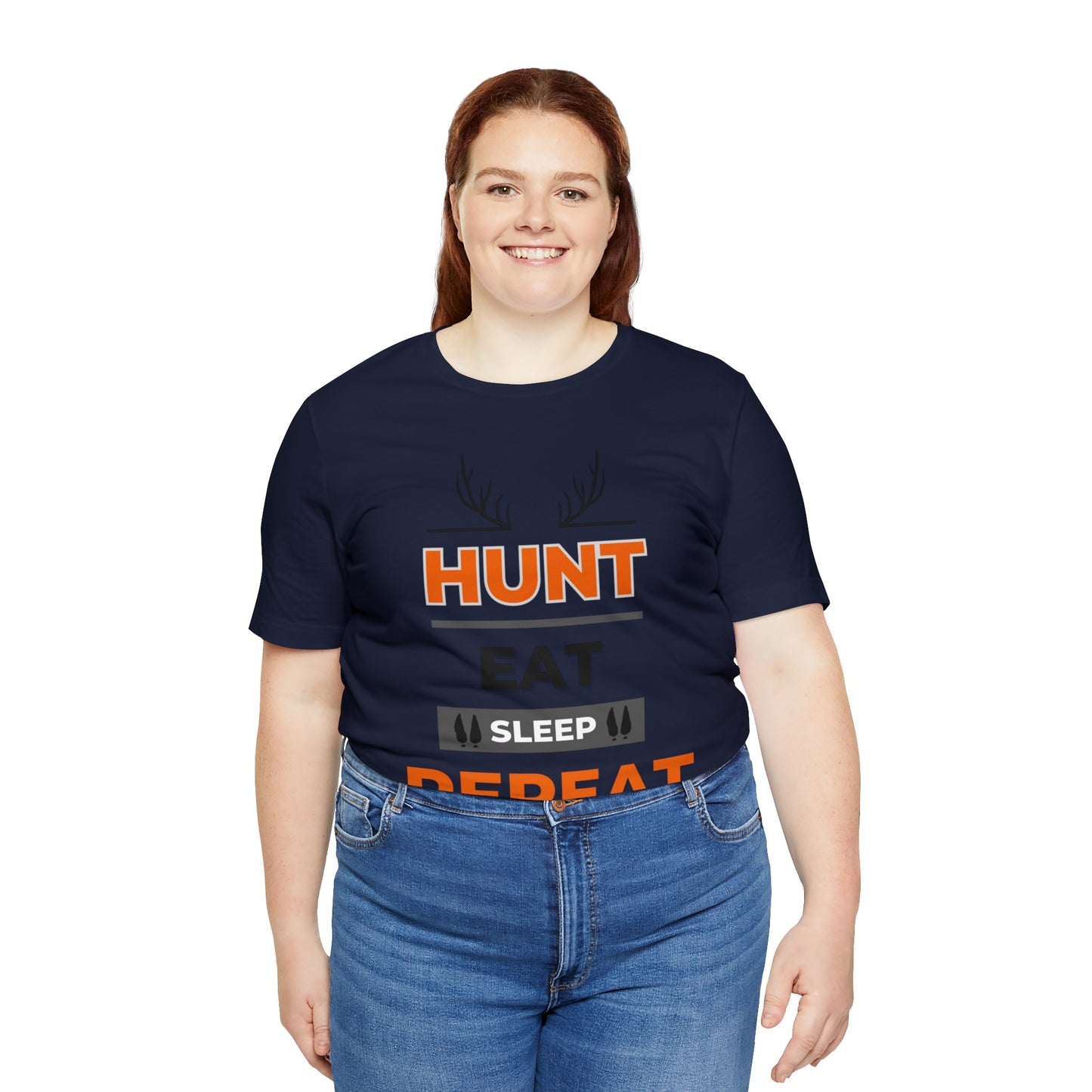 Hunt Eat Sleep Repeat Orange Unisex Jersey Short Sleeve Tee