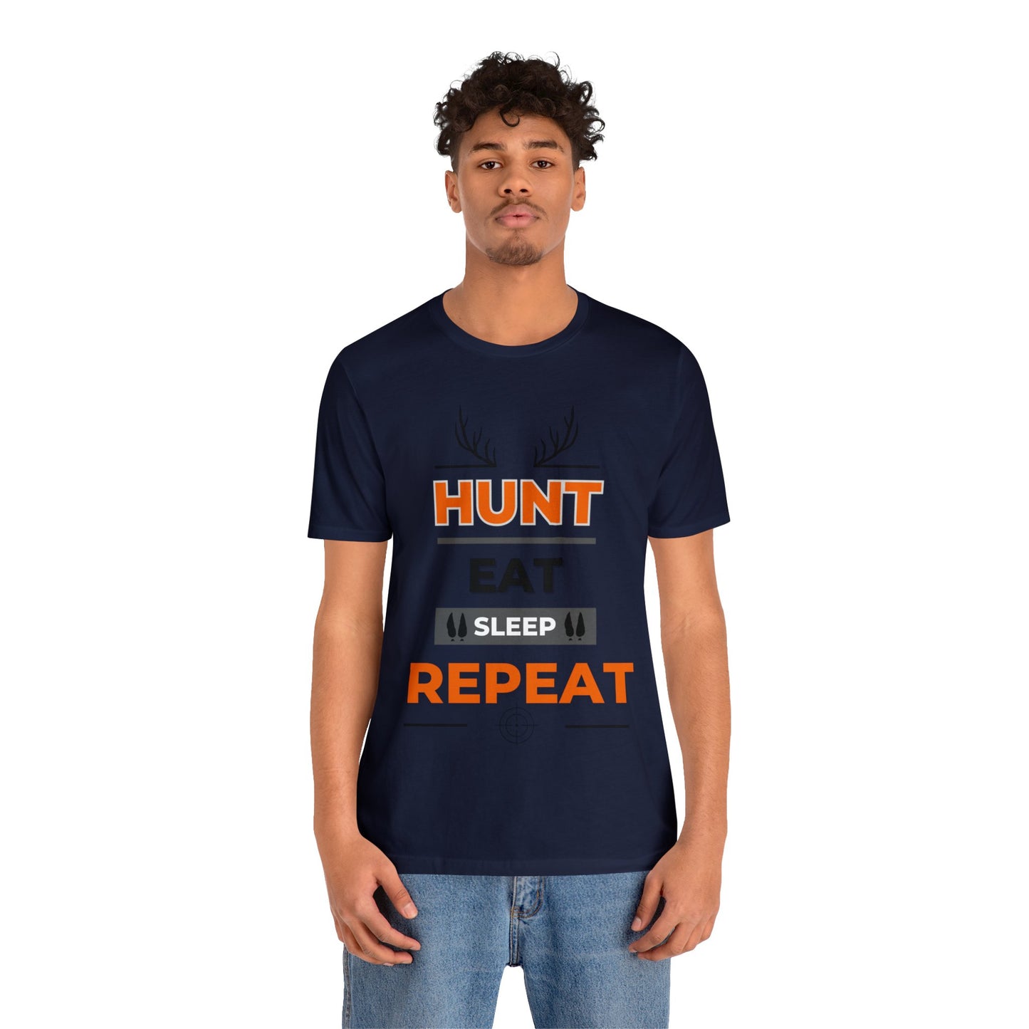 Hunt Eat Sleep Repeat Orange Unisex Jersey Short Sleeve Tee